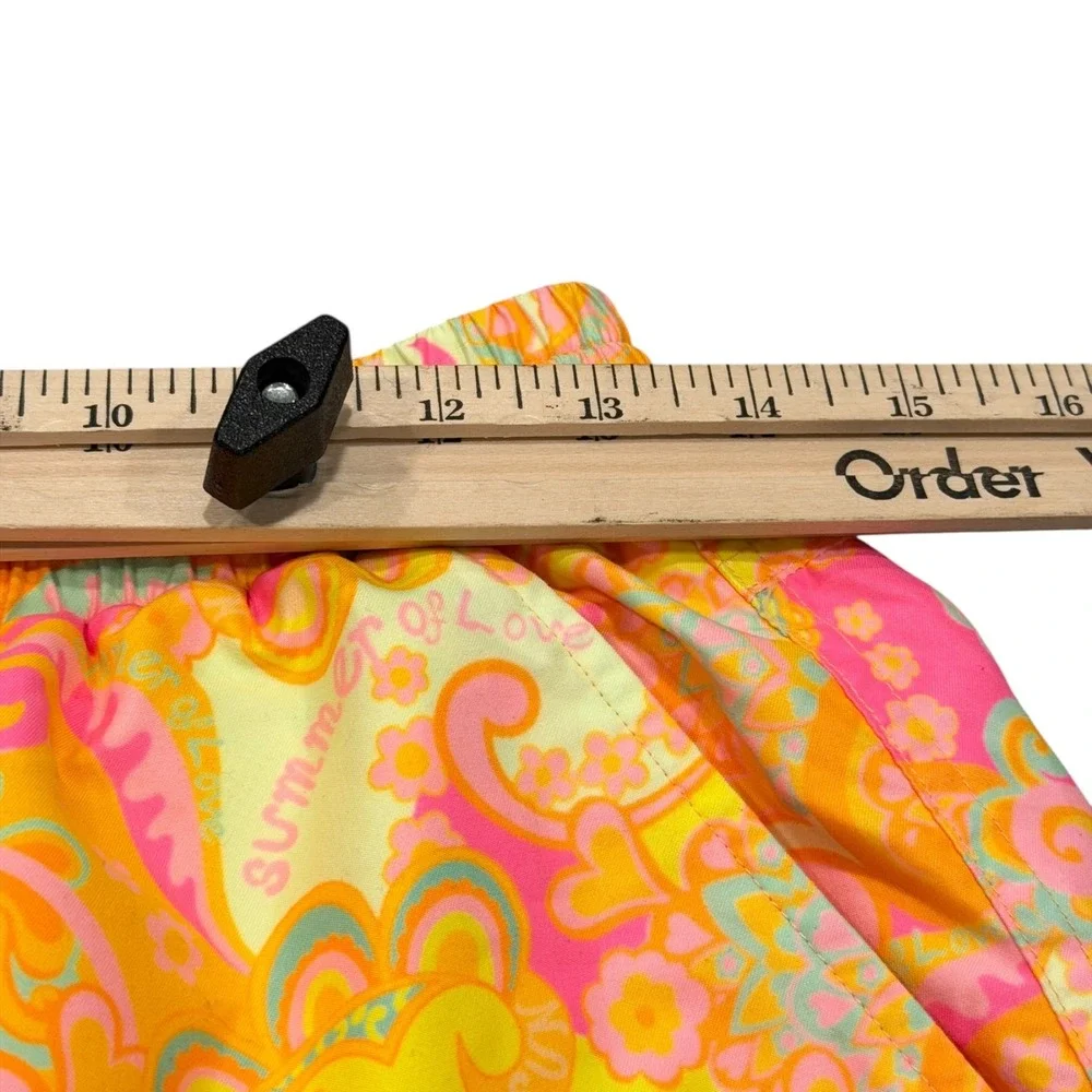 Kulani Kinies Mens Summer of Love Paisley Swim Trunks Orange Pink Yellow Large